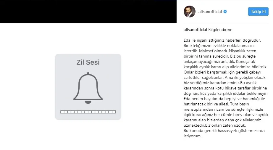 Alişan ve Eda Erol ayrıldı! İşte Alişan'ın açıklaması... - 1