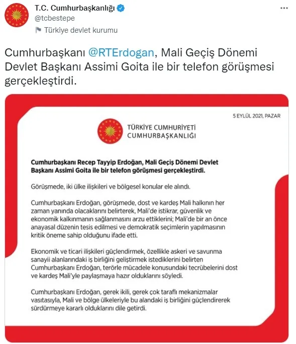 SON DAKİKA: Başkan Erdoğan Mali Devlet Başkanı Assimi Goita ile görüştü - 4