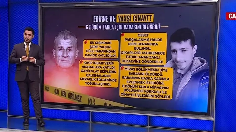 Edirne’de vahşi cinayet! 6 dönüm tarla için babasını öldürdü