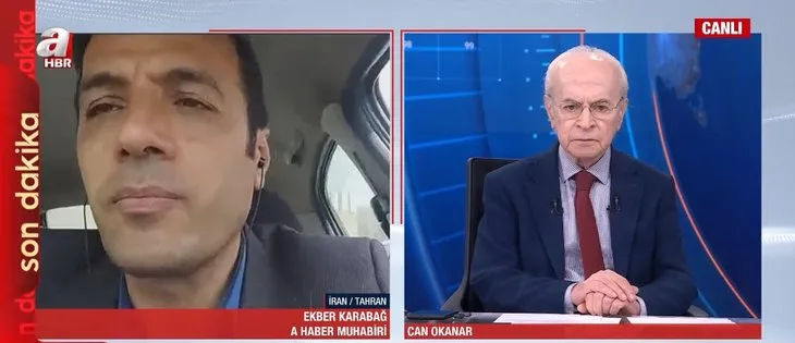 Dünyanın merak ettiği Tahran sokaklarından tek canlı yayın A Haber’de! Üst geçitte dikkat çeken pankart