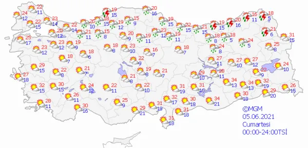 1622562573465.png Meteoroloji'den son dakika fırtına ve sağanak yağış uyarısı! Çok sayıda ile kritik uyarı! İstanbul Ankara İzmir hava durumu - 7