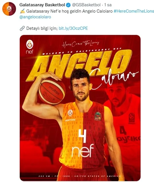 Son dakika: Galatasaray ABD’li oyuncu Angelo Caloiaro’yu transfer etti
