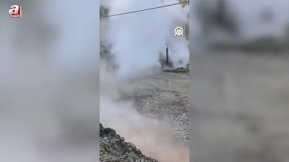 Aydın Germencik’te jeotermal tesise ait sıcak su boru hattı patladı