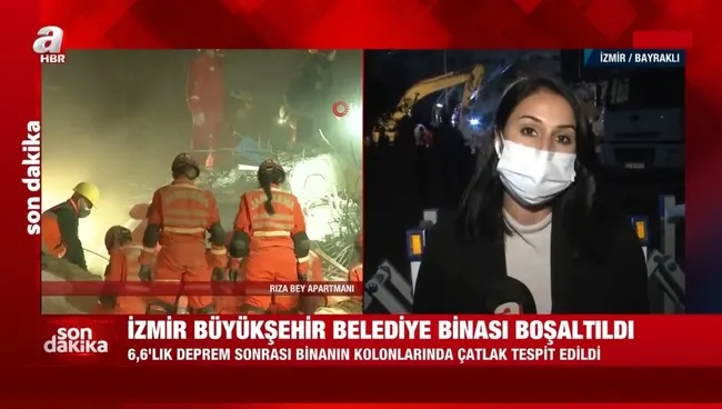 6.6'lık depremde hasar gören İzmir Büyükşehir Belediye binası tedbir amaçlı boşatıldı-1