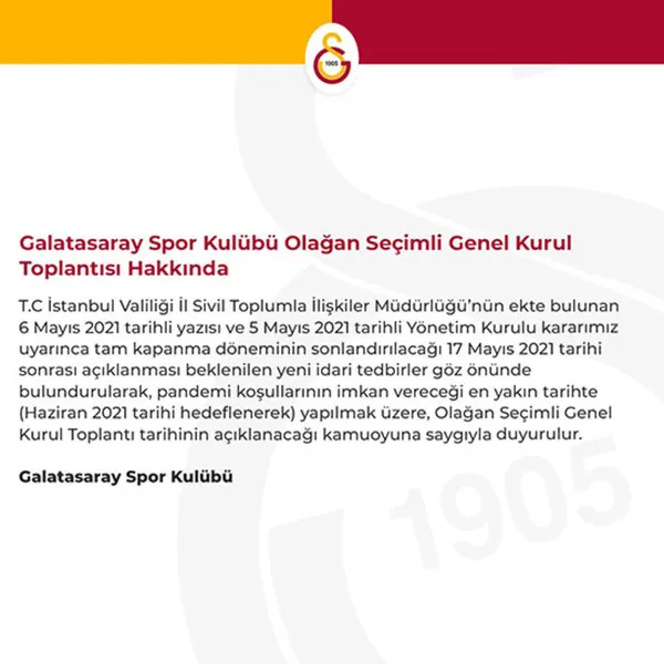 Seçim tarihi açıklandı! Galatasaray yeni başkanını seçiyor