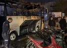 Midibüs yangını park halindeki 5 motosikleti kül etti