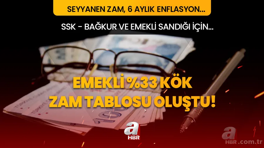 Emekli %33 kök zam tablosu oluştu! SSK, Bağ-Kur ve Emekli Sandığı için Ocak resmi çizildi! 7.500, 8.000, 9.000, 10.000 TL maaş alanlar... 1
