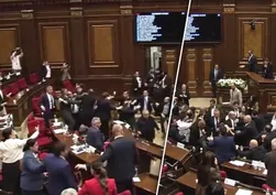 Ermenistan parlamentosunda meydan savaşı! Yumruklar havada uçuştu, meclise ambulans sevk edildi