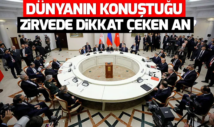 Erdoğan, Putin ve Ruhani zirvesinden dikkat çeken kare