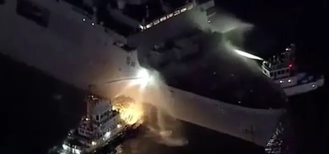ABD’nin savaş gemisi USS New Orleans Japon kıyılarında alev alev yandı