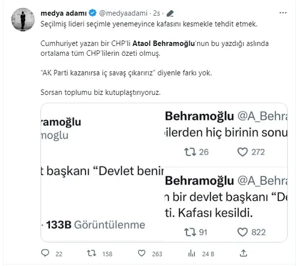 CHP’nin kadrolu şairi Ataol Behramoğlu’ndan devlet erkanına tehdit!