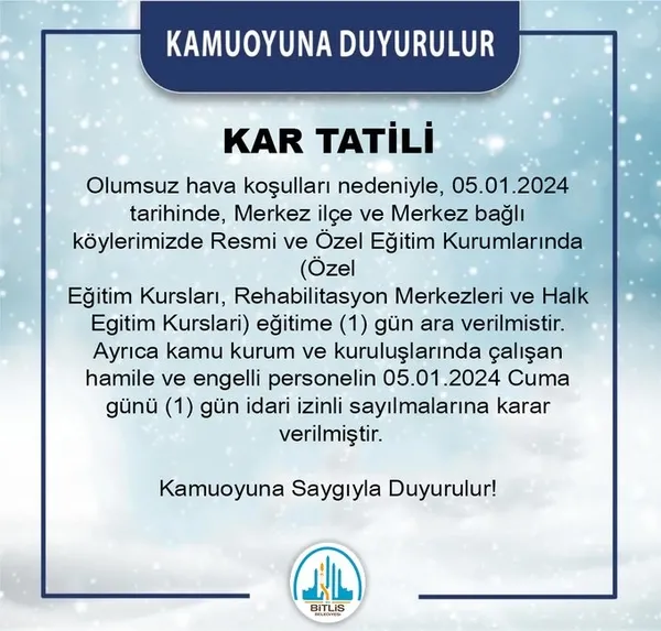 bugun-okullar-tatil-mi-son-dakika-5-ocak-2024-vanda-okullar-tatil-mi-edildi-erzurum-bitlis-ankara-bursa-valili-1704432475589.jpg Bugün okullar tatil mi son dakika? 5 Ocak 2024 Van'da okullar tatil mi edildi? Erzurum, Bitlis, Ankara, Bursa! Valilik "Kar tatili" açıklamaları... - 4