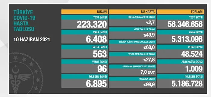 Sağlık Bakanlığı Kovid-19 vaka ve vefat tablosunu açıkladı (10 Haziran 2021) - 4