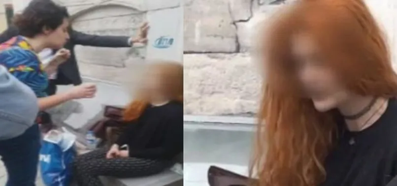 Taksim'de genç kızın yürek burkan hali...