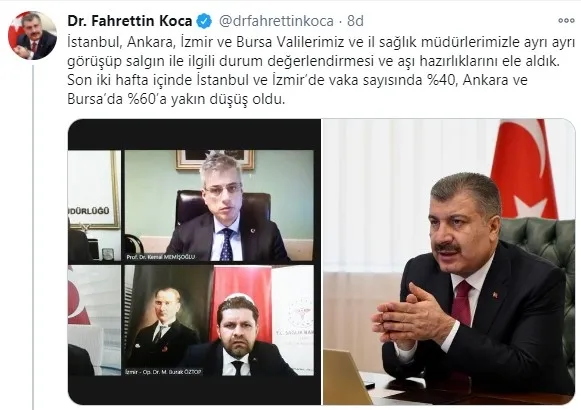 Son dakika: Sağlık Bakanı Fahrettin Koca’dan İstanbul, İzmir, Ankara ve Bursa için sevindirici haber