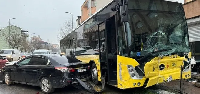Ataşehir’de İETT kazası: Park halindeki araçlara çarptı
