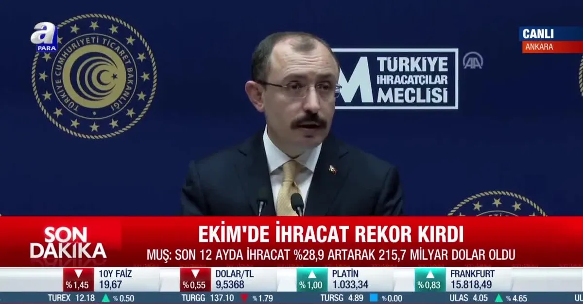 Ekim’de ihracat rekoru kırıldı! Ticaret Bakanı Mehmet Muş açıkladı