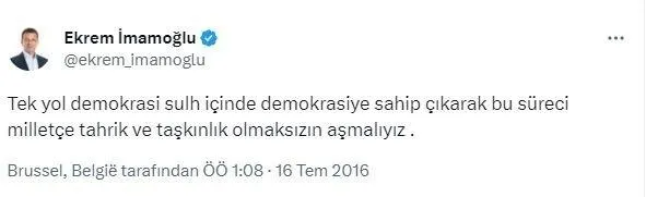CHP’li İBB Başkanı Ekrem İmamoğlu’ndan tepki çeken SMS! Ne 15 Temmuz dedi ne de FETÖ