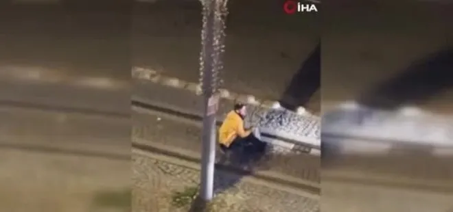 Kocaeli'de tramvay yolundaki keyif uykusunu vatman bozdu