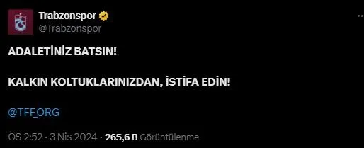Trabzonspor’dan PFDK kararları sonrası çok sert açıklama: Adaletiniz batsın