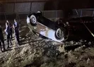 Ümraniye’de otomobil şarampole devrildi