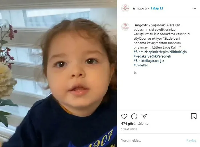 Sağlık çalışanının 2 yaşındaki kızından duygulandıran sözler: Beni babama kavuşmaktan mahrum bırakmayın, lütfen evde kalın - 1