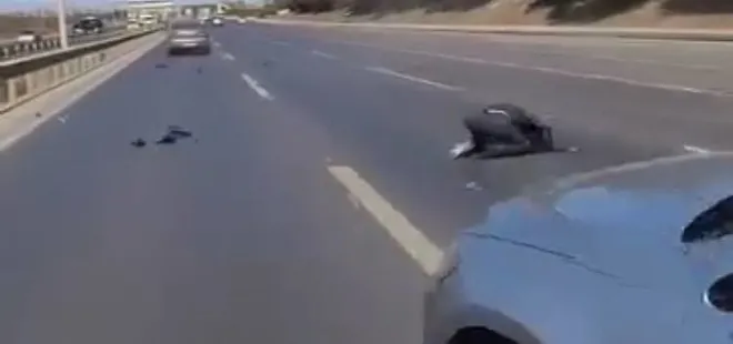 Arnavutköy’de korku dolu kaza! Motosiklet sürücüsü son anda canını kurtardı