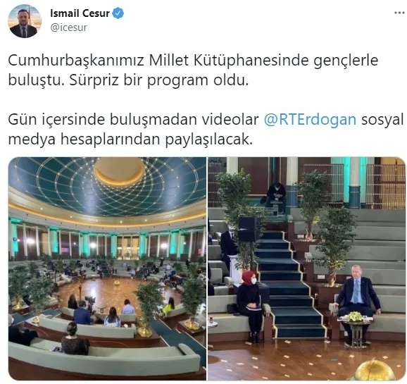 Başkan Erdoğan Millet Kütüphanesi’nde gençlerle buluştu