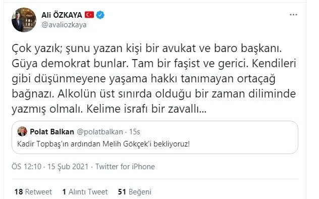 Antalya Barosu Başkanı Polat Balkan Topbaş’ın ardından Gökçek’in ölümünü istedi! Tepki yağıyor: Bu nefretle nasıl insan haklarını savunacaksınız?" - 5