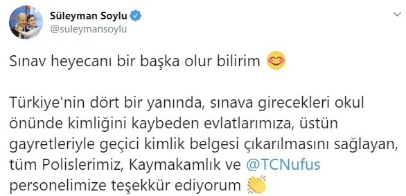 Bakan Soylu öğrencilere yardık eden görevlilere teşekkür etti - 1
