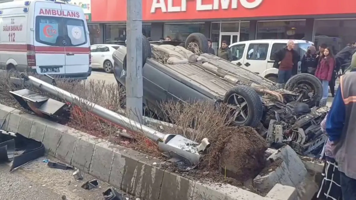 Erzurum’da araç takla attı: 1 yaralı