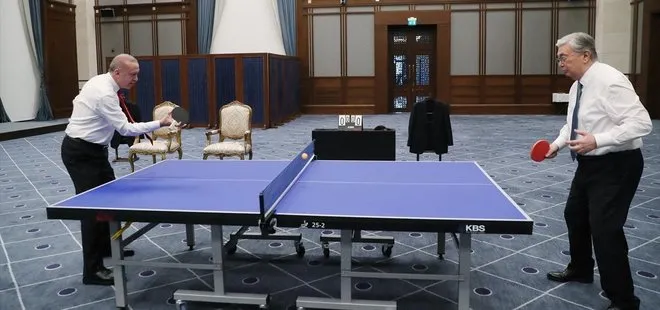 Son dakika: Başkan Recep Tayyip Erdoğan ile Kazakistan Cumhurbaşkanı Cömert Tokayev’in masa tenisi maçının hikayesi
