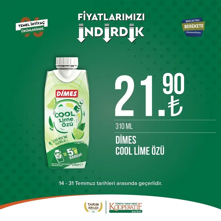 Tarım Kredi Market indirimlerinde son 6 gün! Katalogda yok yok! Çamaşır deterjanı 99.90, Ayçiçek yağı 36.90, Süzme peynir 64.90, zeytin 57.90 TL...