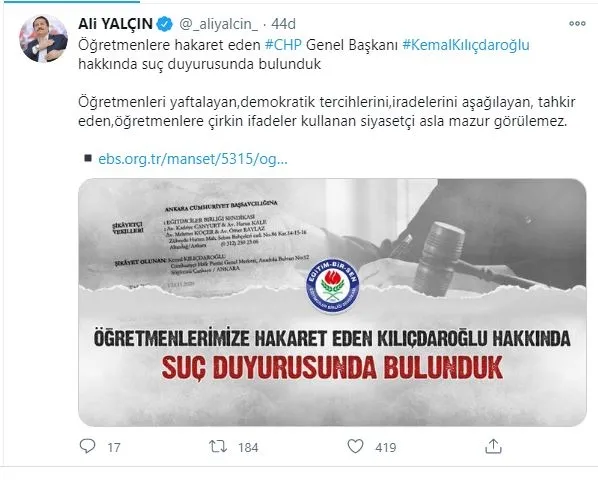 ogretmenlere-hakaret-kemal-kilicdaroglu-hakkinda-suc-duyurusu-1606317752155.jpg Öğretmenlere hakaret eden Kemal Kılıçdaroğlu hakkında suç duyurusu! - 4