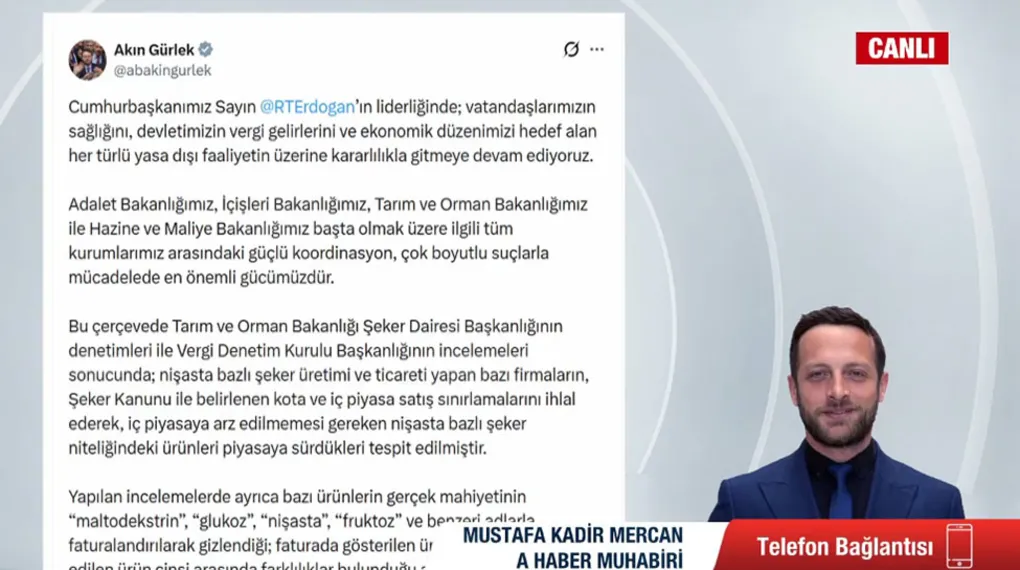 Adalet Bakanı Akın Gürlek’ten şeker operasyonu açıklaması