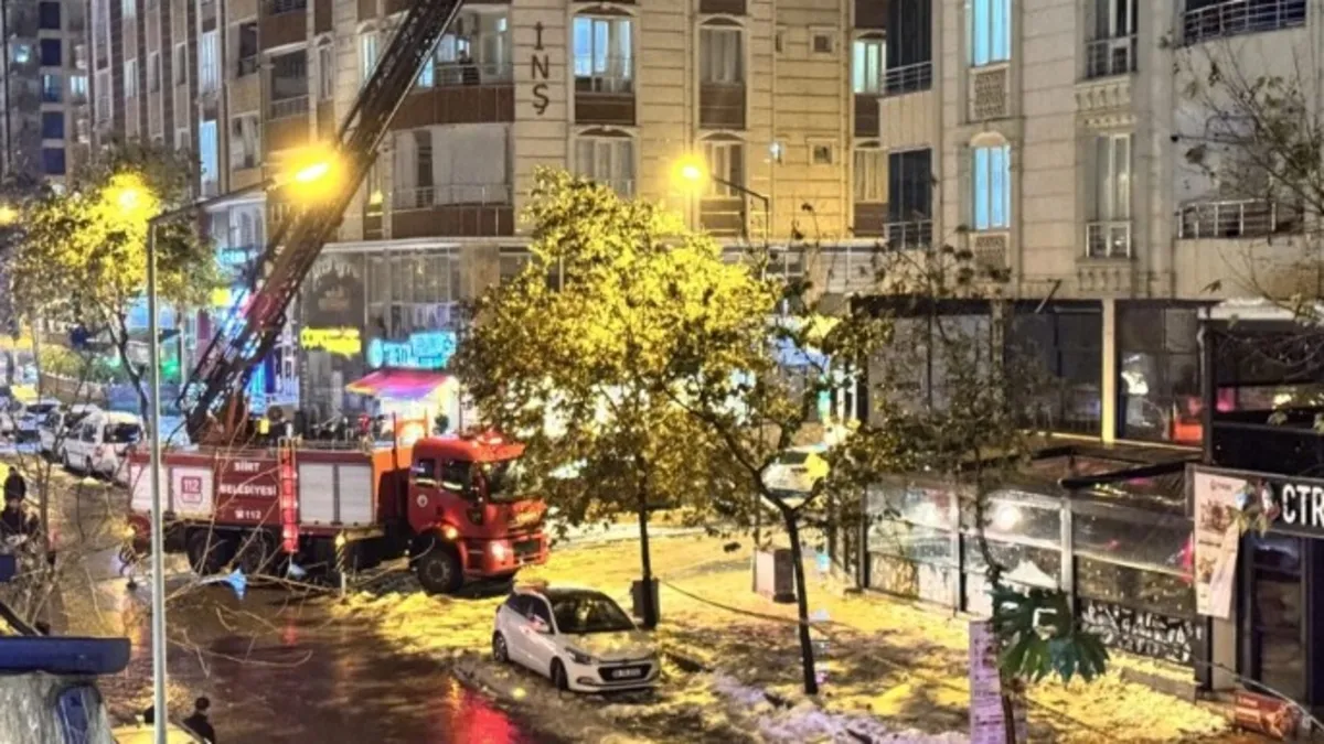 Siirt'te kafenin çatısına kar kütlesi düştü