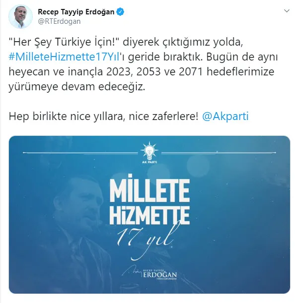 Başkan Erdoğan'dan "17'nci yıl" paylaşımı - 1