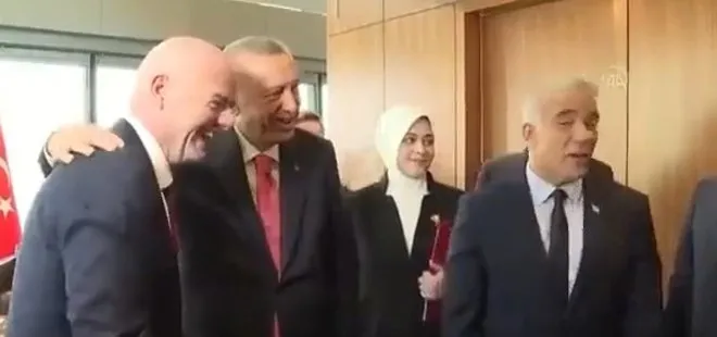 İsrail Başbakanı Lapid ile Başkan Erdoğan’ın futbol diyaloğu! Infantino da merakla izledi! Hangi takımı tutuyorsunuz diye sordu...