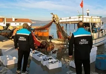 Yasak ağ ile avlanan balıklara el konuldu