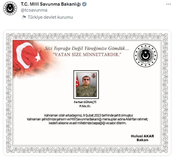 1676008944741.jpg Son dakika: Hatay'da bir Mehmetçik tedavi için sevk edildiği hastanenin çökmesiyle şehit oldu - 1