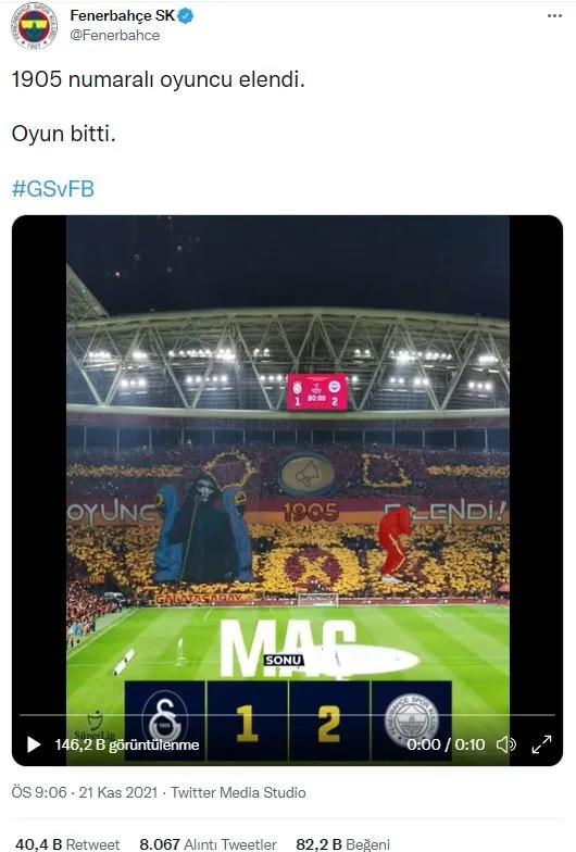 Fenerbahçe’den Galatasaray’a olay cevap: 1905 numaralı oyuncu elendi!