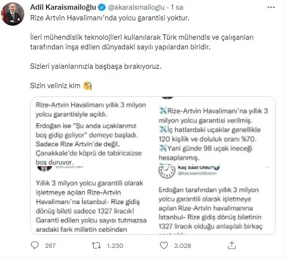 CHP’nin 3 milyon yolcu garantisi yalanı çöktü! Ulaştırma ve Altyapı Bakanı Adil Karaismailoğlu böyle yalanladı