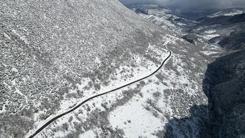 Küre Dağları beyaza büründü! Eşsiz manzara havadan görüntülendi