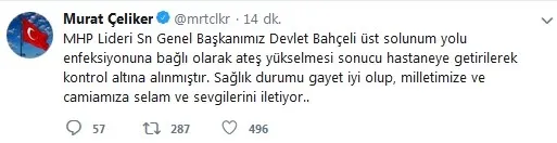 Devlet Bahçeli’nin sağlık durumu hakkında son dakika açıklaması