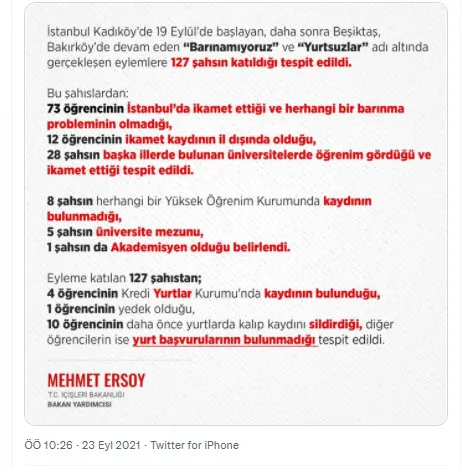 Son dakika: Öğrenci yurdu provokasyonu! İçişleri açıkladı: 'Barınamıyoruz' eylemlerine katılan 127 kişinin barınma sıkıntısı yok - 2