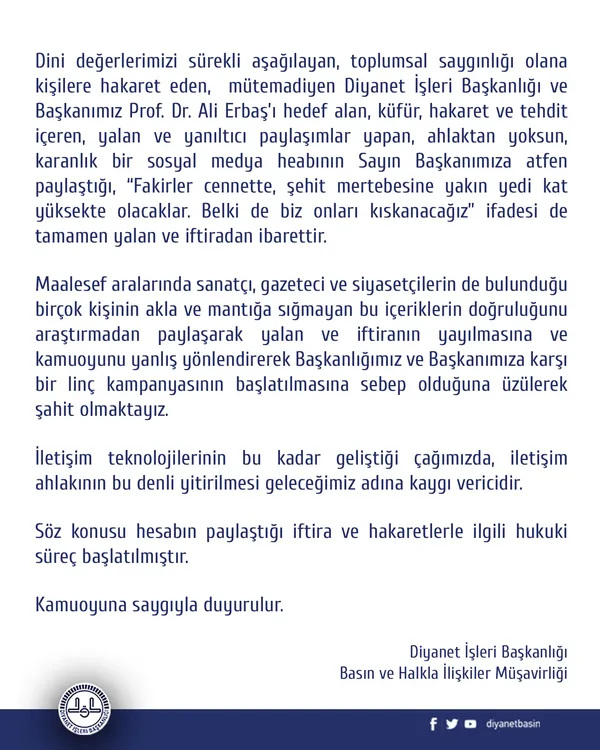 Son dakika haberi | Twitter Diyanet İşleri Başkanı Prof. Dr. Ali Erbaş adına yalan ve iftirada bulunan hesabı askıya aldı - 8