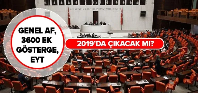 Bu yıl Genel Af - 3600 ek gösterge - EYT çıkacak mı son durum nedir? 2019 Meclis ne zaman açılacak?