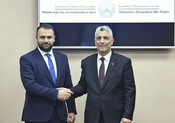 Ticaret Bakanı Ömer Bolat Üsküp'te! Kuzey Makedonyalı bakan ile bir arada