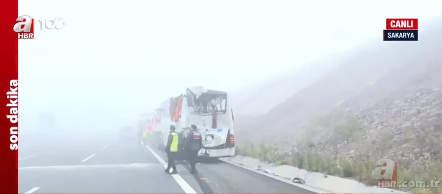 Kuzey Marmara Otoyolu'nda katliam gibi kaza! 7 araç birbirine girdi | A Haber olay yerinde! İşte otobüsün son hali 13