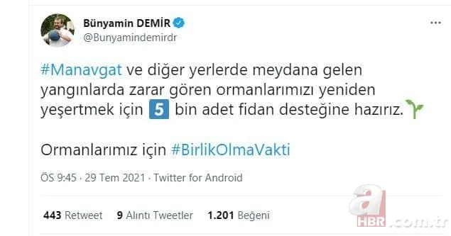 Türkiye yangına karşı tek yürek: Ünlü isimler de destek veriyor! Ormanlara ağaç dikilmesi için büyük kampanya başladı 5